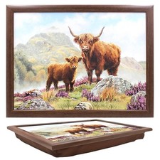 Lap Tray Highland Cow Cushioned Bean Bag Padded Base Laptray Dinner Laptop Tray