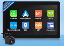 CAM+SD1X6S 10.95" 2K 1DIN Android 13 8Core Apple CarPlay Car Radio Stereo GPS 4G