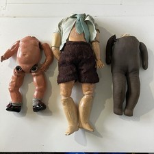 3x Antique Vintage Dolls Body’s Only No Head for Parts Cloth Plater Limbs 