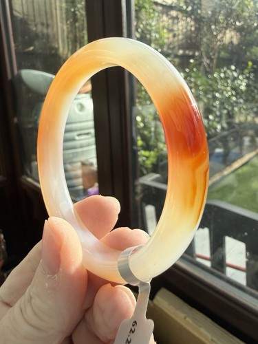 White red agate bangle - white/red, 62mm