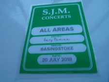 Gary Numan/ SJM Concerts - All Areas Pass. Basingstoke 20 July 2018. Unused.