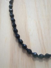 Vintage French Jet Black Faceted Glass Short Length Classic Necklace 42cm