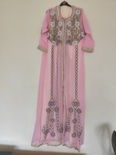 Moroccan Party Wedding EID Kaftan Caftan Tkshita Pink And Cream NEW 2 Piece UK