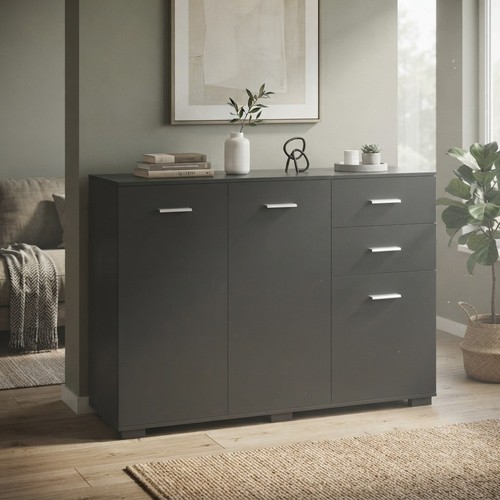Sleek black sideboard with - with, 2