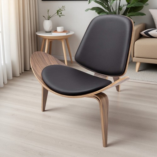 Mid century leather shell - leather,