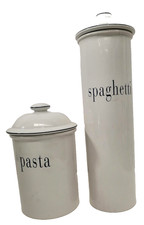 Vintage Habitat Bloomsbury White Blue Ceramic Pasta and Spaghetti Storage Jars
