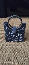 Silver-grey floral embroidered Farfalla small dressy/party/evening handbag