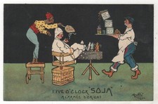 1916 WWI French Postcard – Advertising "Five O'Clock Soja" – Satirical ART