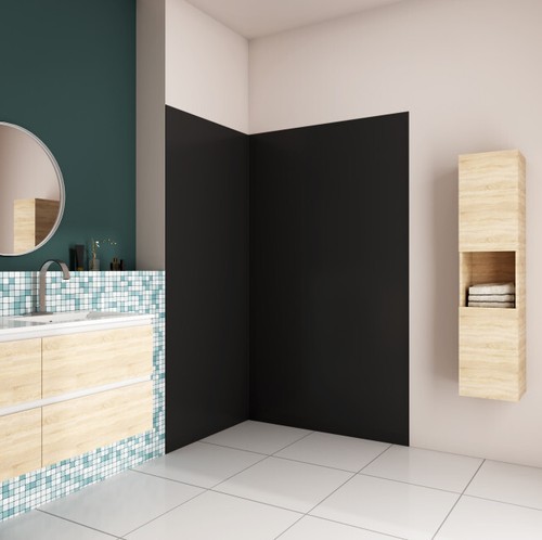 Bathroom black wall panel - bathroom,