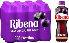Ribena Blackcurrant Juice Drink 500Ml - Multipack of 12 | Real Fruit | Rich in V