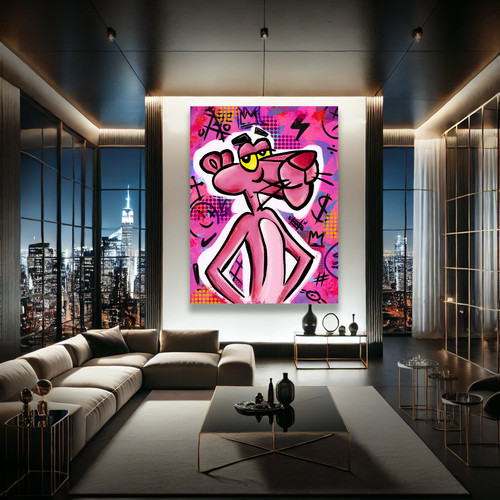 Colourful pop art canvas pink - colourful,