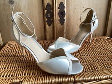 MONSOON IVORY SATIN OPEN TOE BRIDAL WEDDING SHOES HEELS SIZE UK 8 (41) NEW ! 