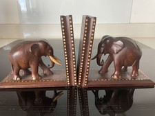 Hand carved elephant bookends
