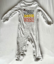 Thanksgiving “Gobble Til You Wobble” Footless Baby grow, Size 12m, Unisex, VGC!