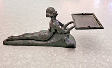 1920s Art Deco Figural Reclining Nude Lady Risque Spelter Metal Cigarette Holder