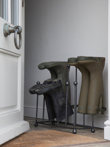 Wrought iron welly boot rack - iron,