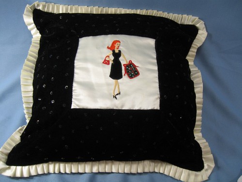 Throw pillow black velvet - throw, pillow~black