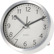 Round Analogue Alarm Clock | Modern Bedside Alarm & Desk Clock with Stand - 9cm