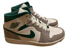 Men's Nike Air Jordan 1 Mid SE White Pine Green / Smoke Grey Trainers UK 9