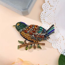 Vintage Swallow Bird Brooch - Large Crystal Rhinestone Pin