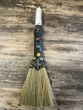 Witches Broom Halloween Decor Mix Agate Crystal Witch Altar Broomstick Ornament