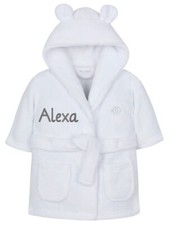 Personalised Girl Boy Dressing Gown Novelty Robe Embroidered Name Bear Ears 0-4Y