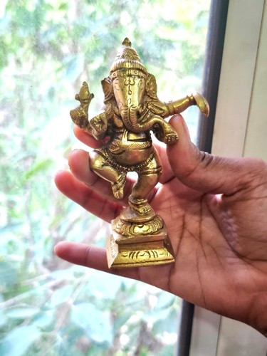 Auspicious brass ganesha - 4"auspicious,