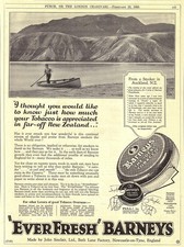 1933 Advert Barneys Everfresh Pipe Tobacco 'NEW ZEALAND' Art Deco Era Print Ad
