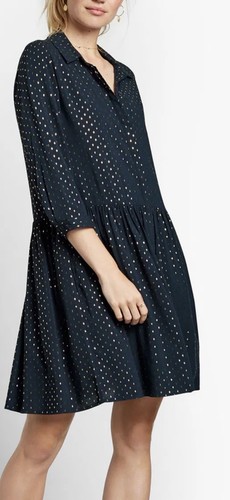 Hush dress navy blue gold - dress,