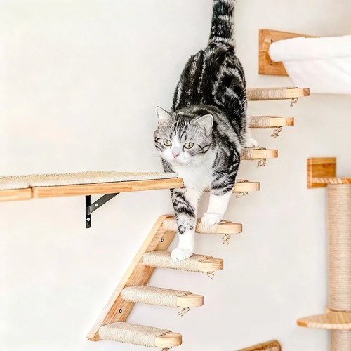 1pc 4pcs wooden cat - wooden, climbing