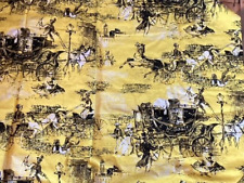 Vintage 1950s Print "Sociable" Horses by Pinewood Fabric Curtains 36"d 45"w