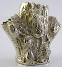 HEAVY RARE CAST SOLID SILVER TREE STUMP PEN TOOTHPICK HOLDER ? c1950 42g NOVELTY