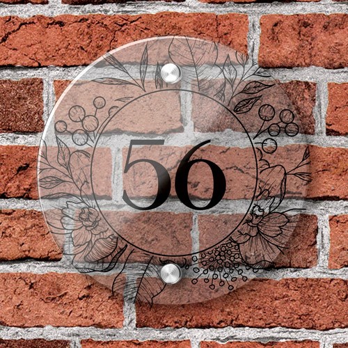 Floral round house number - floral,
