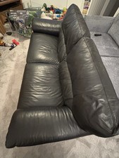 Must go… Real Leather Three Seater Black Sofa