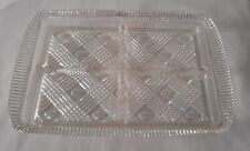 Vintage Rectangular Pressed Glass Dressing Table  Vanity  Tray With Compartments