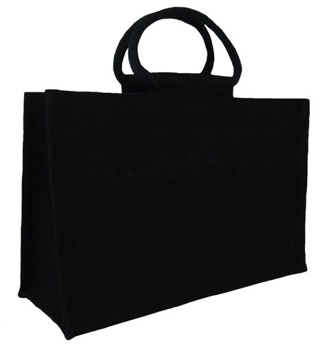 Black jute gift bag - black,