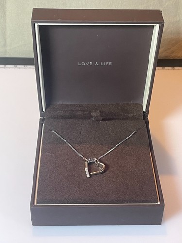 Sterling silver diamond heart - silver,