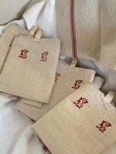 Antique Tea Towel Monogram L L, Coarse Hemp & Linen Vintage Home Decor / ONE