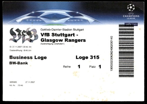 Ticket 2007 vfb stuttgart - ticket,