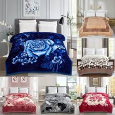 2PLY Heavy Blanket Warm & Thick Bed Throw Soft Reversible King Size