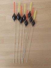 8 diamond bodied pole floats with 2.5mm hollow tips and 1.0mm fibreglass stems