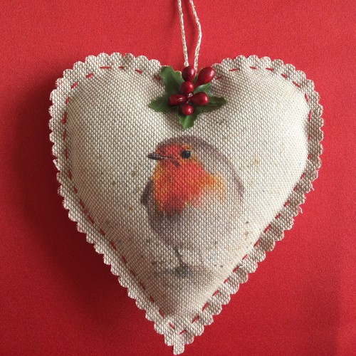 Christmas robin fabric - robin, hanging