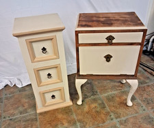Shabby Chic Upcycled 3 Drawer  Lamp Table And Cupboard With Queen Anne Style...