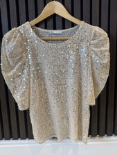 Zara Beige Sequin Top Size Small