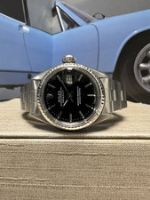 Ladies Rolex Oyster Perpetual Datejust Stainless Steel Black Dial Watch