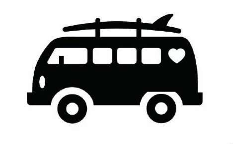 Campervan surfboard silouette - campervan,