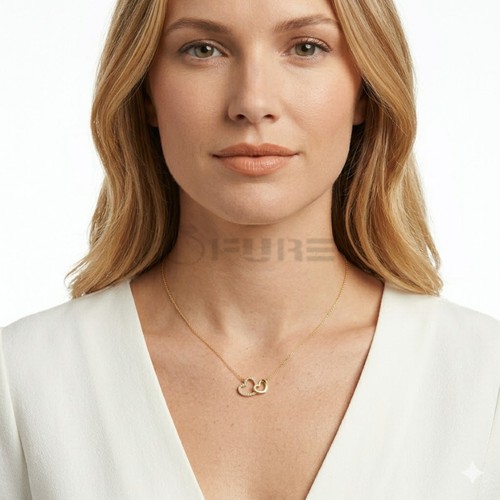 14ct gold double love heart - 14ct,