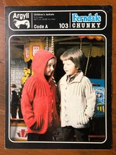 Argyll 103 knitting pattern child chunky rib yoke jacket with collar or hood