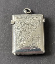 Good Antique HM 1904 Silver Vesta Case Match Safe Maker  Arthur Cook 19.8 Grams