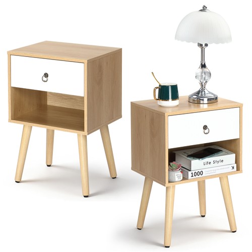 Set wood bedside table - set,